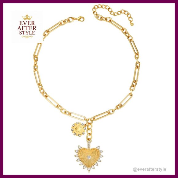 Chunky Gold Heart Necklace Statement Jewelry Adjustable Chain Y2K Elegant